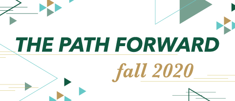 Illustration of collections of forward facing triangles with Path Forward Fall 2020