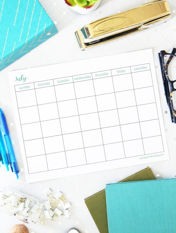 Free Printable July Calendar Pages